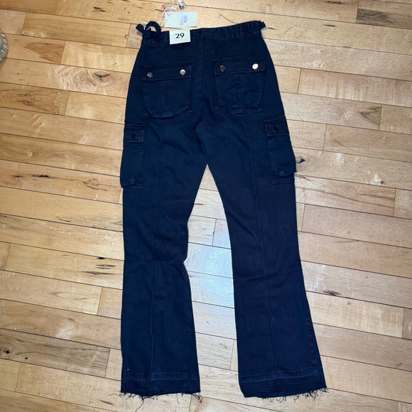 Mnml Front Zp Fiare Cargo Pants Black Size 29 - Picture 2 of 9